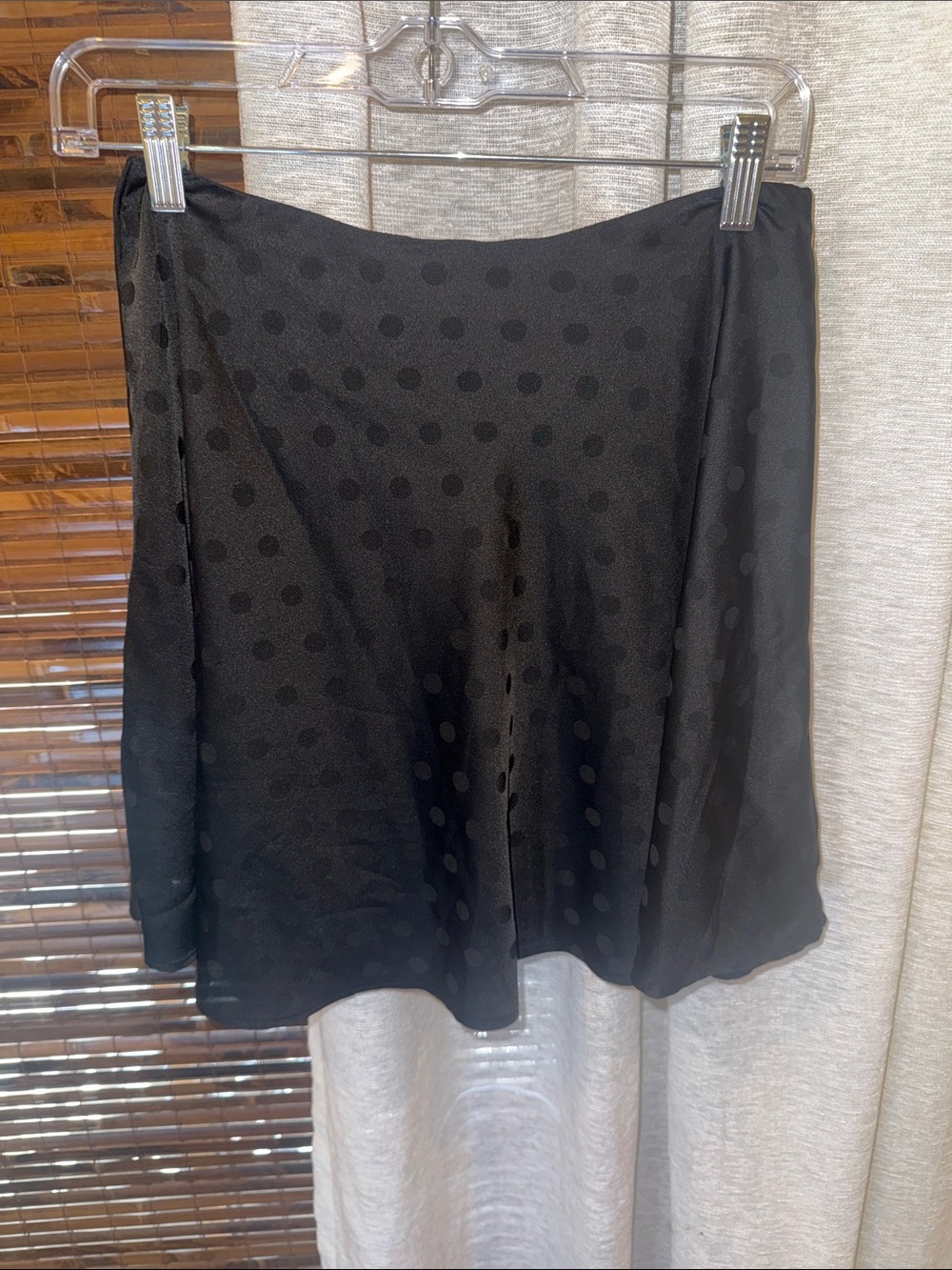 Aqua Black Polka Dot A-Line Satin Mini Skirt
